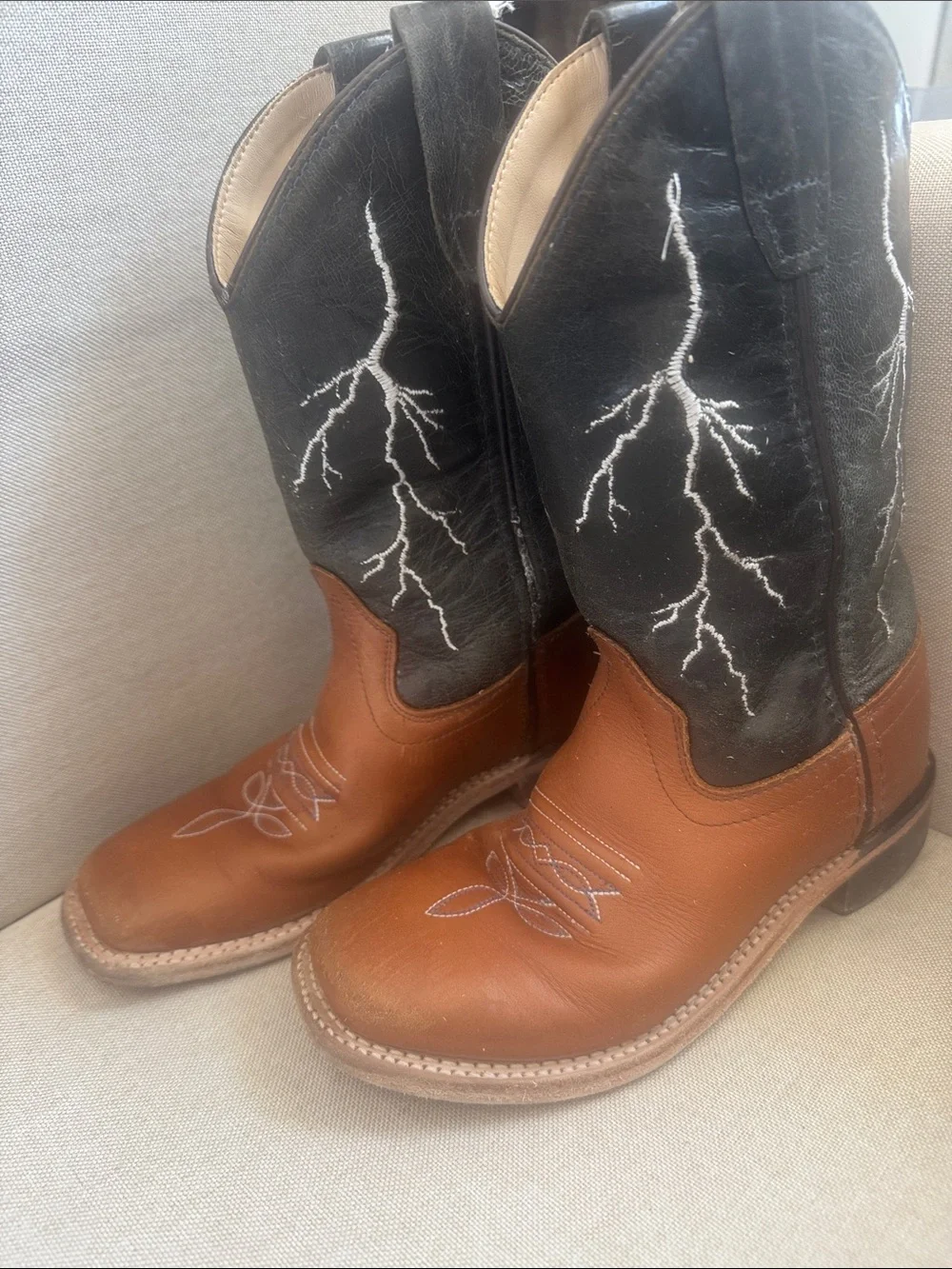 Kids Cody James Two-Tone Brown and Black Leather Western Boots